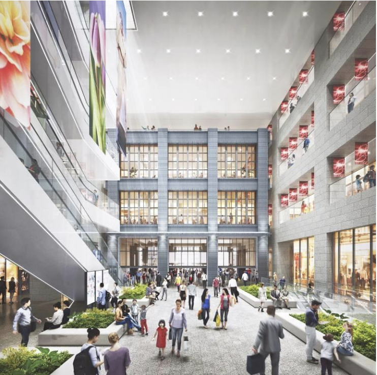 大阪駅西地区開発計画のアトリウムイメージ