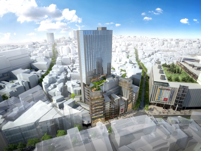 PPIHグループによる渋谷区道玄坂二丁目開発計画の完成予想図イメージ