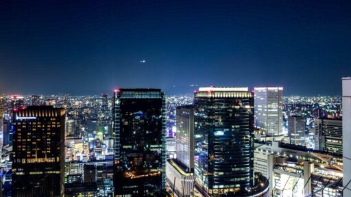 関西地方の代表都市の大阪市の市街地の夜景