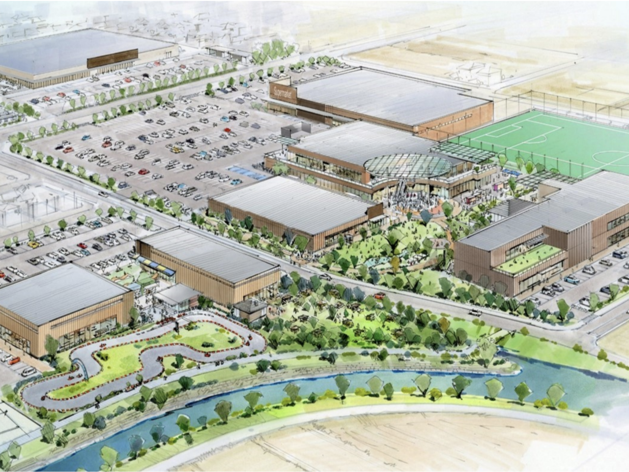 北方町のイオンタウンの商業施設の完成予想図イメージ