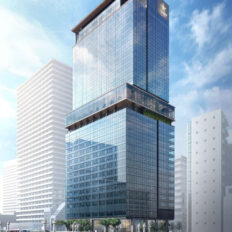 梅田・堂島浜の大阪三菱ビル建替え計画の完成予想図イメージ
