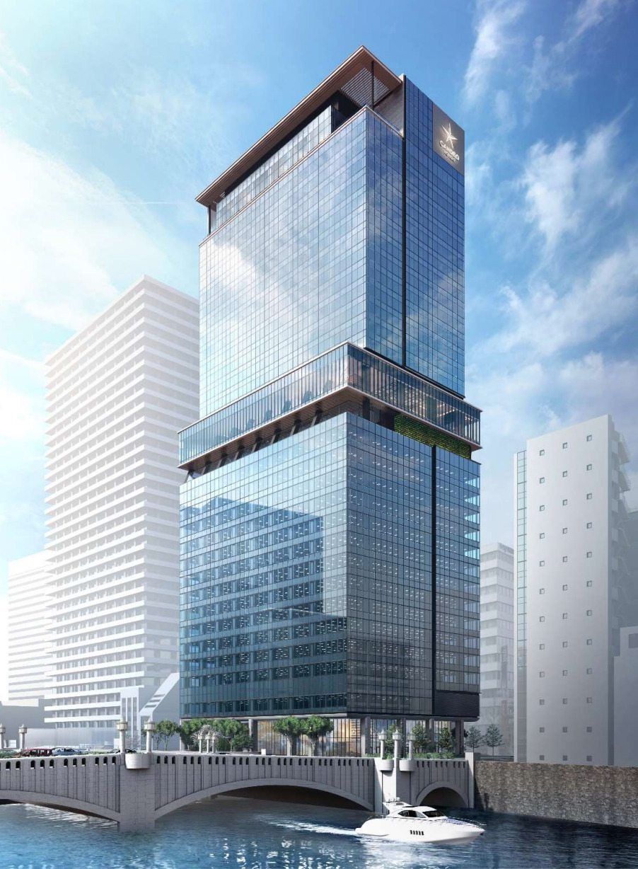 梅田・堂島浜の大阪三菱ビル建替え計画の完成予想図イメージ