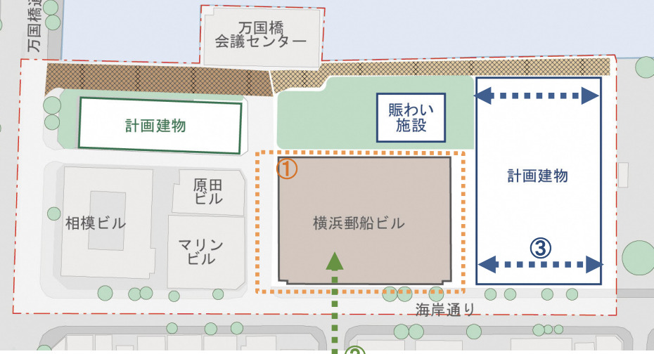 横浜市中区海岸通計画の配置図