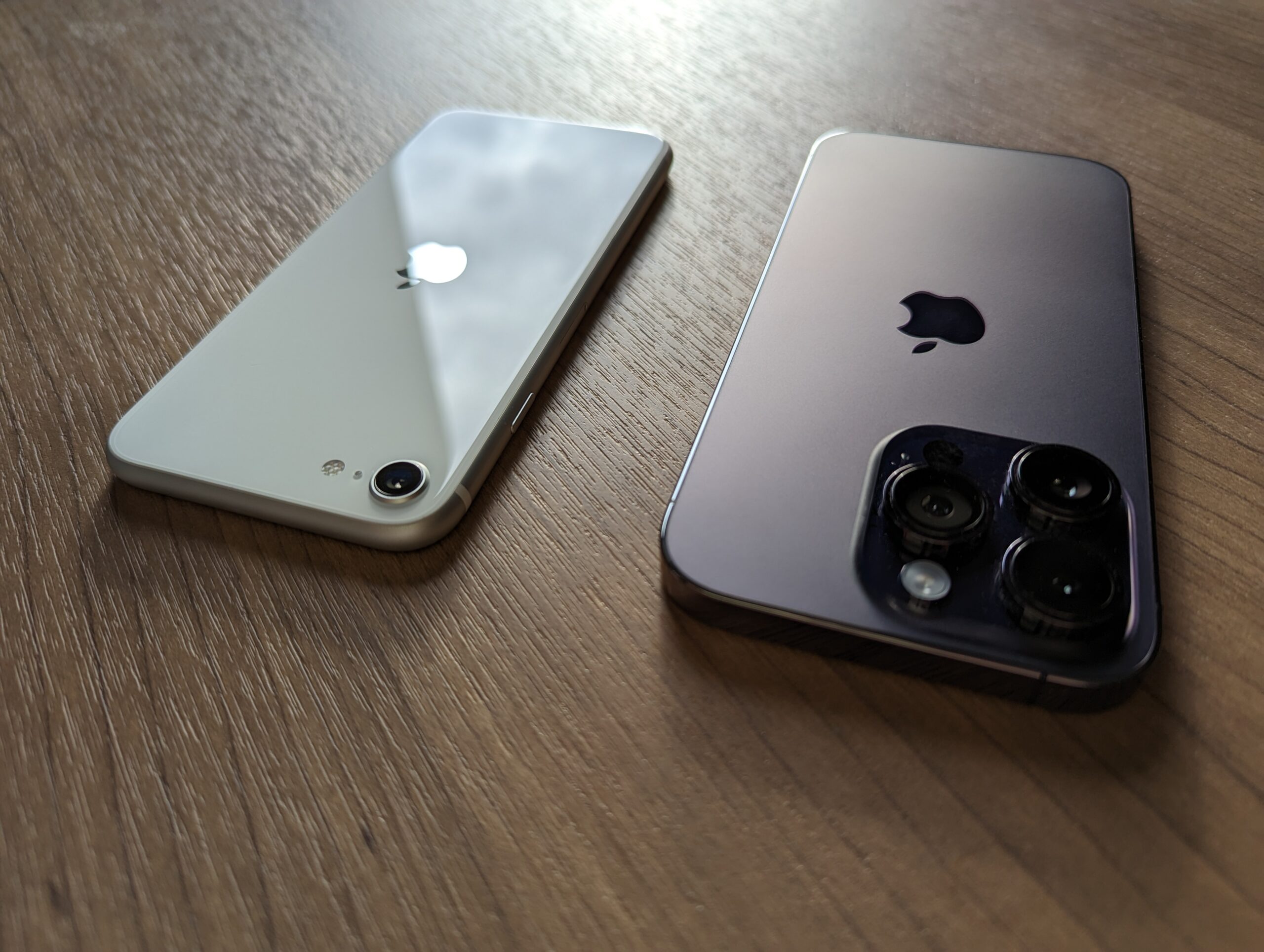 iPhone SE(第3世代)とiPhone 14 Proの写真